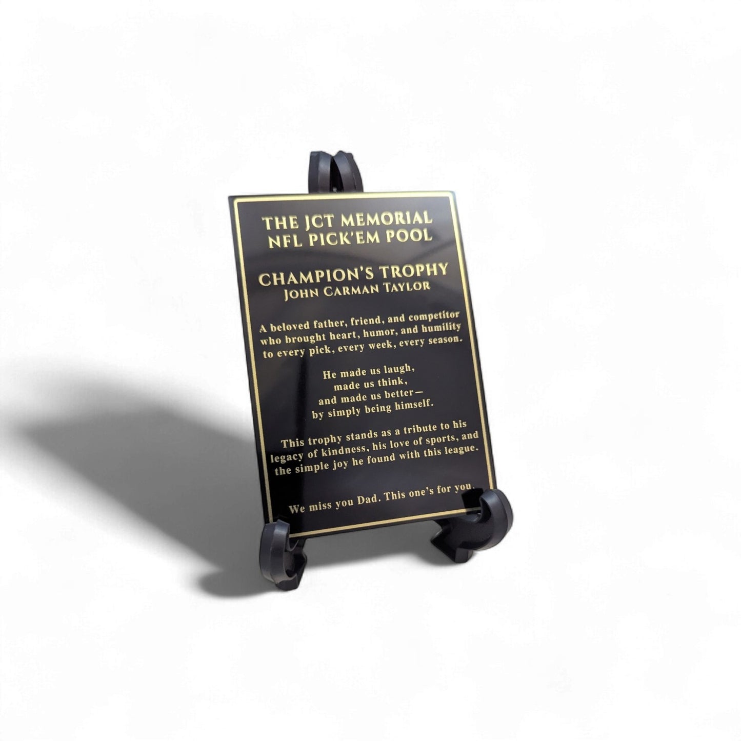 Black Metal Plate With Gold Text Engraving