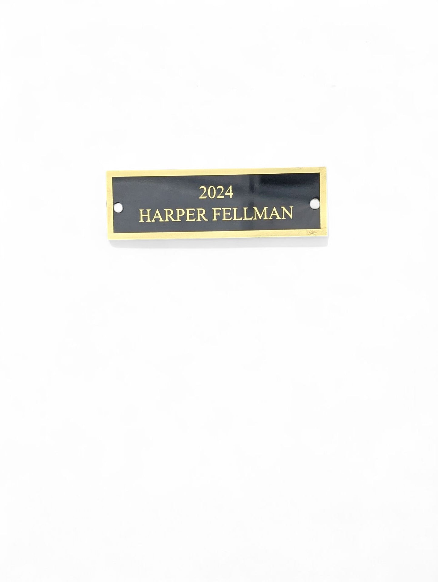 Black Metal Plate With Gold Text Engraving