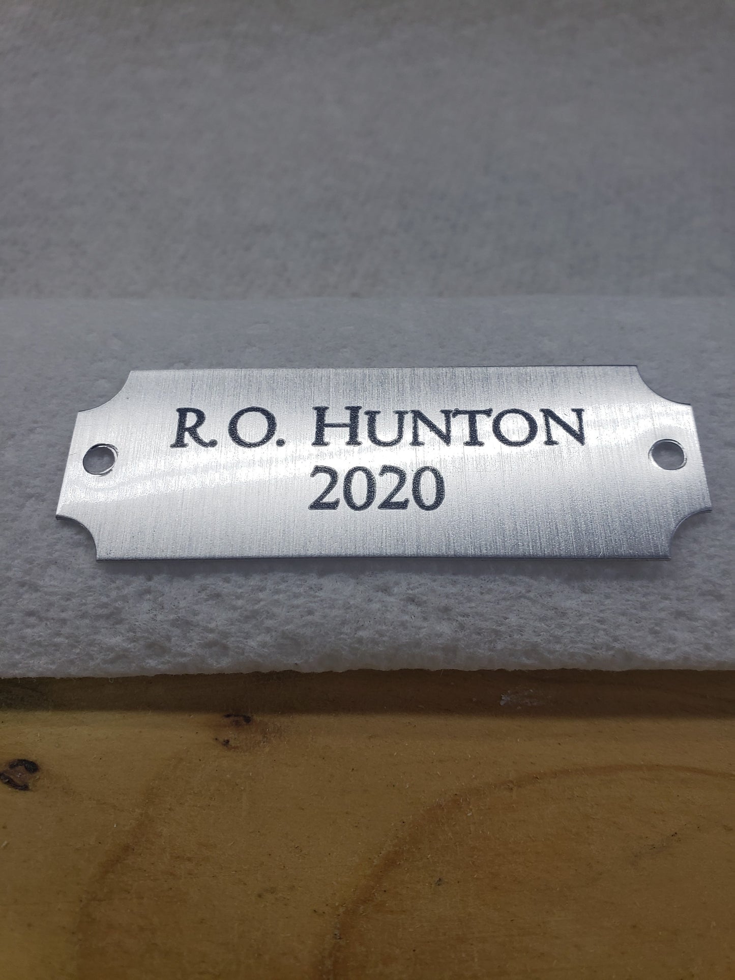 Silver Metal Plate With Black Engraving