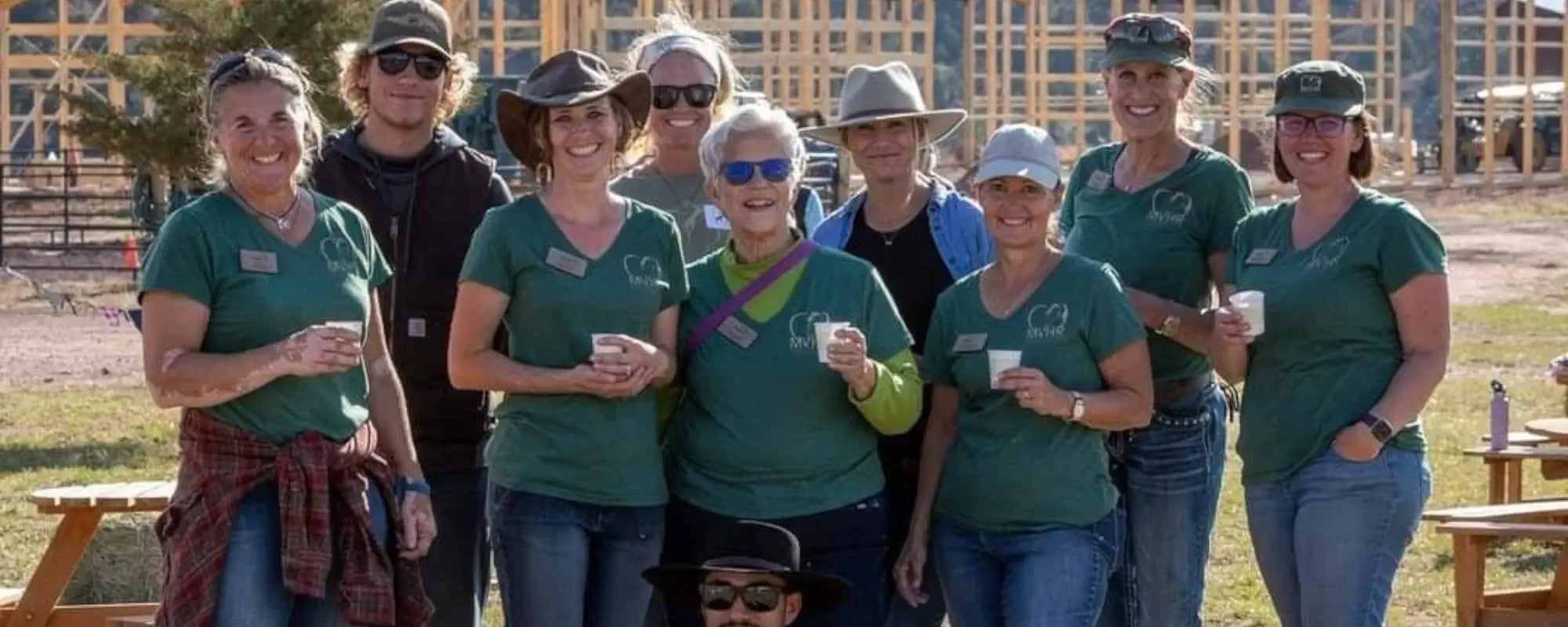 Mountain Horse Rescue Nonprofit fundraiser wearing custom name tags.
