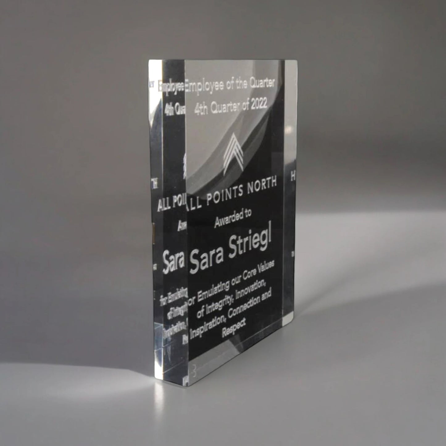 Square clear acrylic award.