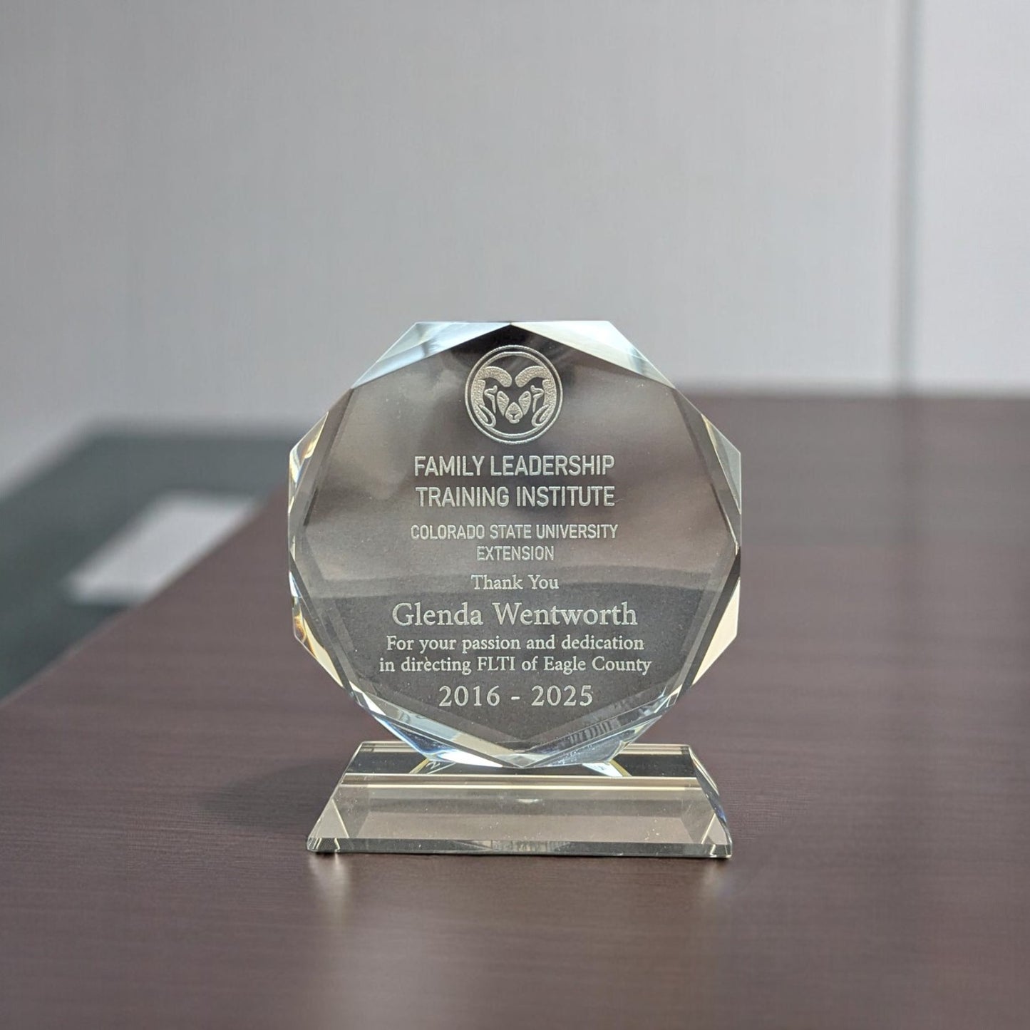 Crystal Glass Octagon Award