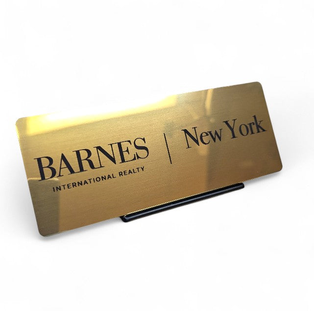 Gold Metal Plate With Black Text Engraving