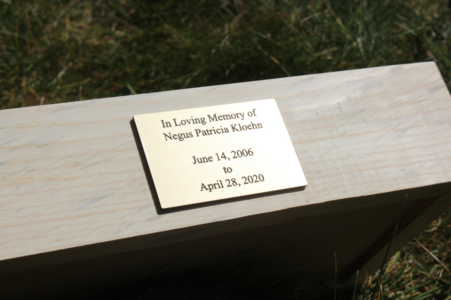 Gold Metal Plate With Black Text Engraving