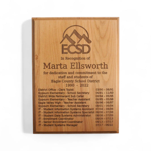 Alder Wood Appreciation Plaque