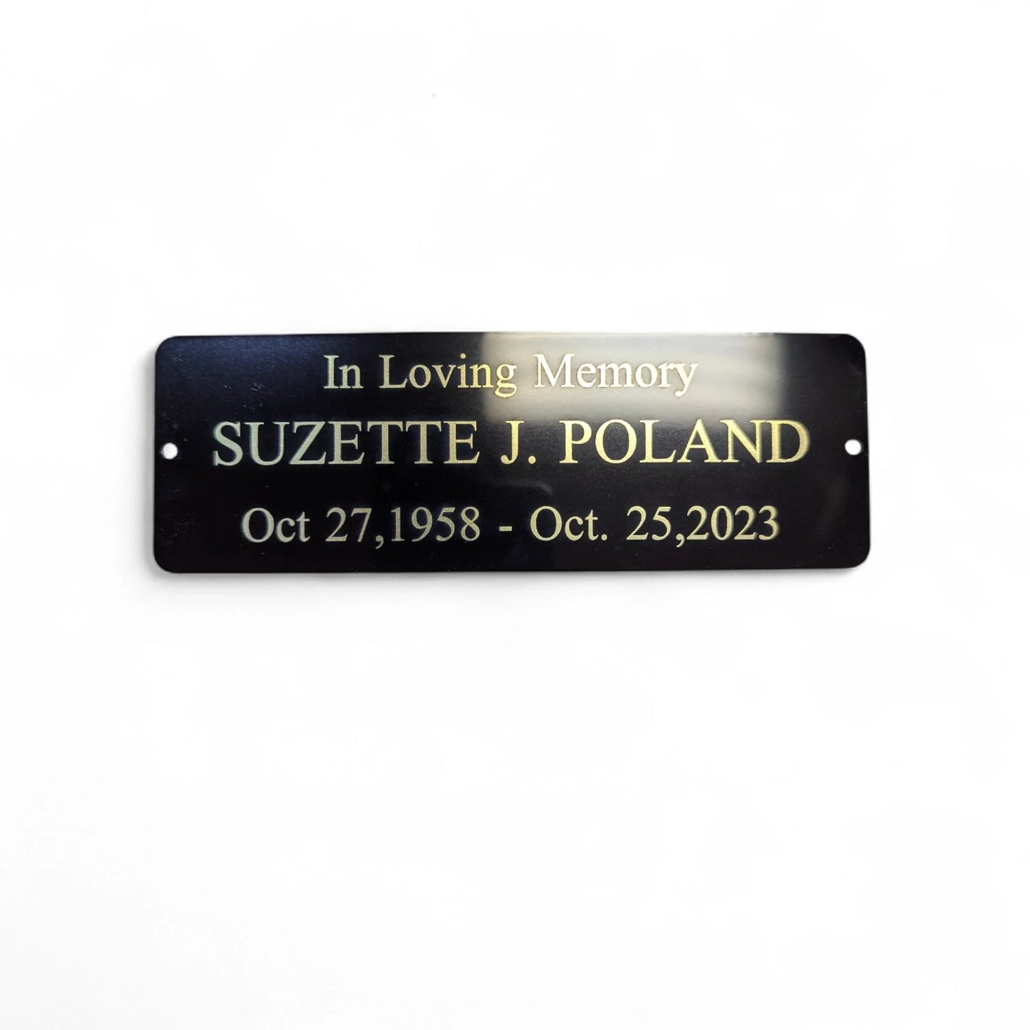Black Metal Plate With Gold Text Engraving