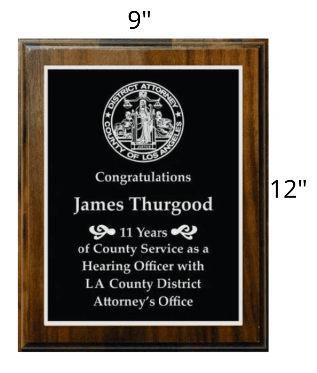 9x12 District of attorney county services plaque.