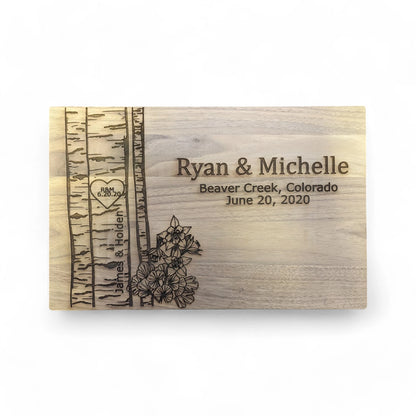 Ryan and Michelle Beaver Creek Colorado cutting board for wedding.